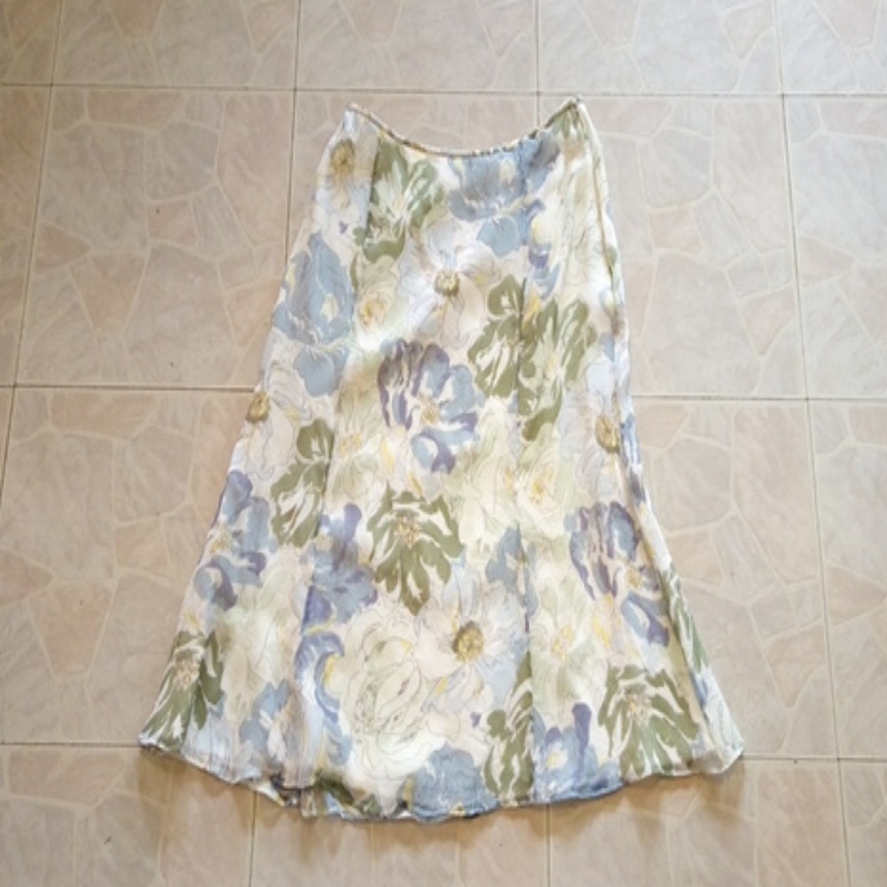 Talbots pure silk floral Midi Skirt